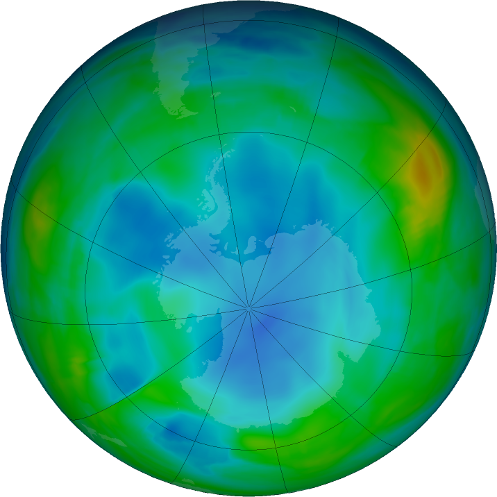 Antarctic ozone map for 16 June 2017